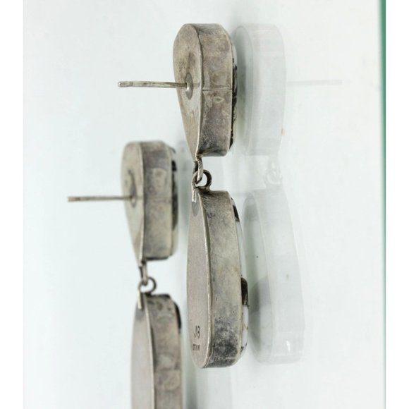 925 STERLING vintage John Begay JB Navajo WHITE BUFFALO earrings, 17.4 gr 2" - Picture 9 of 11